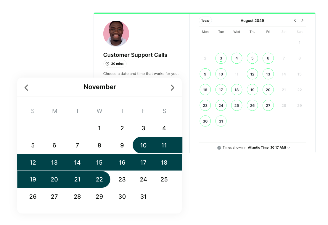 Select start and end dates for your meetings with YCBM