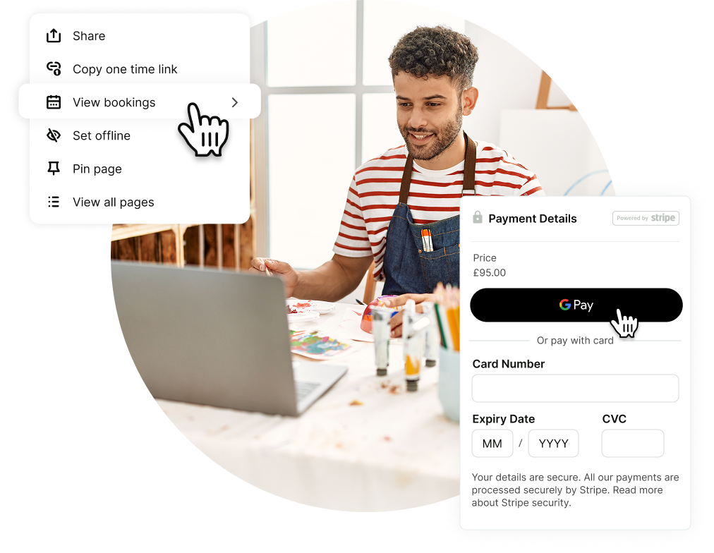 collect payments for art class bookings easily