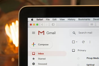 Gmail email inbox on computer screen