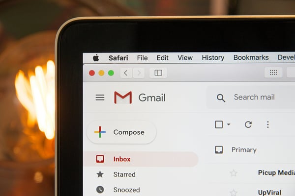 Gmail email inbox on computer screen