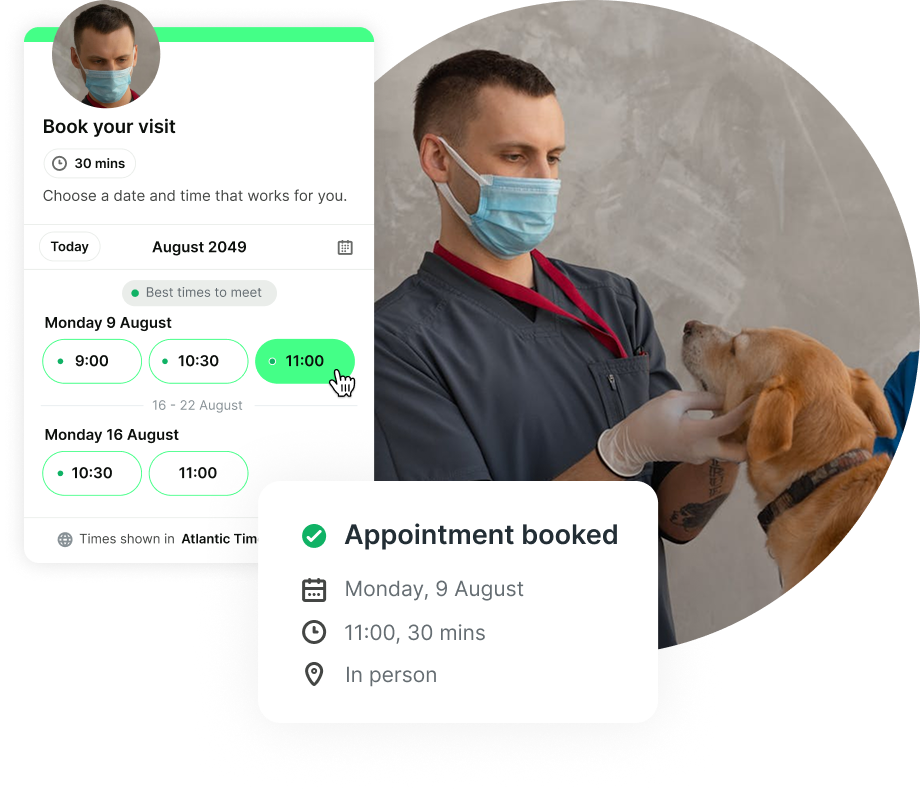Easy bookings for veterinary clients